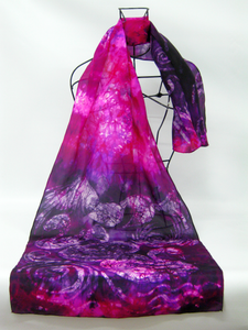 A Hand Painted Silk Scarf Purple Pink Children of LIr