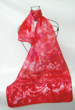 Load image into Gallery viewer, Silk Scarf Hand Painted Scarlet Spirals
