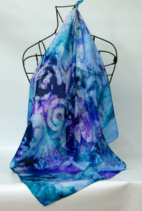 Silk Square Scarf Celtic Lilac Aqua