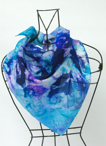 Silk Square Scarf Celtic Lilac Aqua