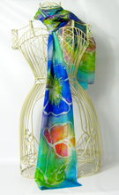 Load image into Gallery viewer, Silk Scarf Hand painted The Summer Violas
