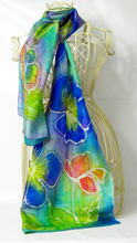 Load image into Gallery viewer, Silk Scarf Hand painted The Summer Violas

