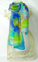 Load image into Gallery viewer, Silk Scarf Hand painted The Summer Violas
