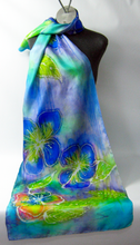 Load image into Gallery viewer, Silk Scarf Hand painted The Summer Violas
