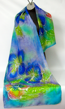 Load image into Gallery viewer, Silk Scarf Hand painted The Summer Violas
