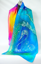 Load image into Gallery viewer, Silk Scarf The Drumlin Sunset Swan
