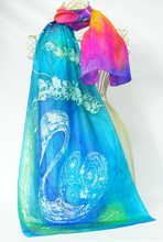 Load image into Gallery viewer, Silk Scarf The Drumlin Sunset Swan
