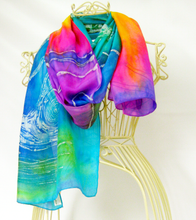 Load image into Gallery viewer, Silk Scarf The Drumlin Sunset Swan
