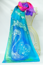 Load image into Gallery viewer, Silk Scarf The Drumlin Sunset Swan
