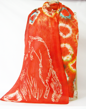 Load image into Gallery viewer, A Silk Scarf The Fox Jumping Scarlet
