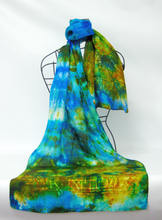 Load image into Gallery viewer, Silk Scarf The Curlew Earth Aqua Turquoise
