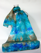 Load image into Gallery viewer, Silk Scarf The Curlew Earthy Aqua
