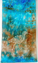 Load image into Gallery viewer, Silk Scarf The Curlew Earthy Aqua
