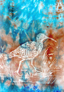 Silk Scarf The Curlew Earthy Aqua