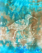 Load image into Gallery viewer, Silk Scarf The Curlew Earthy Aqua
