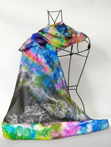Silk Scarf The Lapwing Pastel Rainbow