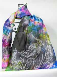 Silk Scarf The Lapwing Pastel Rainbow