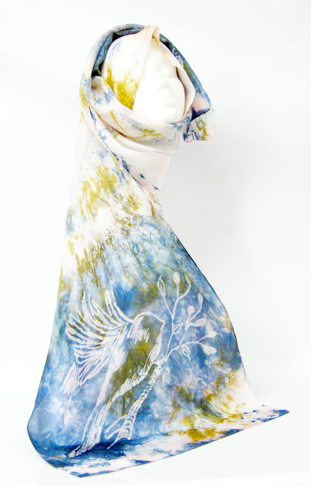 Silk Scarf The Long Tail Tit Grey