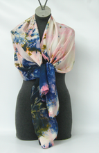 Load image into Gallery viewer, Silk Habotai Scarf The Navy Longtail Tit
