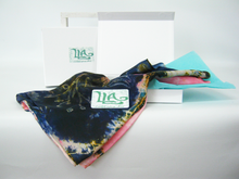 Load image into Gallery viewer, Silk Habotai Scarf The Navy Longtail Tit
