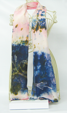 Load image into Gallery viewer, Silk Habotai Scarf The Navy Longtail Tit
