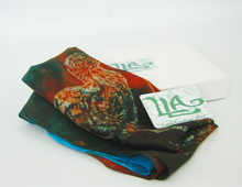 Load image into Gallery viewer, A Silk Scarf Light Weight The Rustic Curlew Aqua Copper
