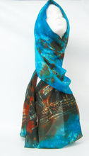 Load image into Gallery viewer, A Silk Scarf Light Weight The Rustic Curlew Aqua Copper
