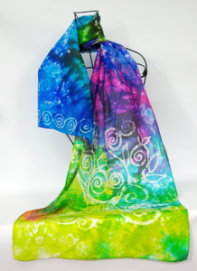 A Hand Painted Silk Scarf The Summer Tree of Life