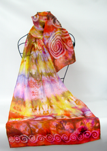 Load image into Gallery viewer, Silk Scarf Warm Autumnal Spirals
