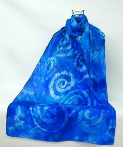 Large Silk Shawl Celtic Blue