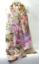 Load image into Gallery viewer, Large Silk Shawl Celtic Pale Pinks and Olive
