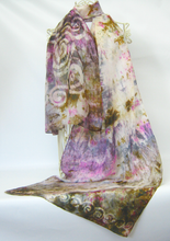 Load image into Gallery viewer, Large Silk Shawl Celtic Pale Pinks and Olive
