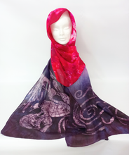 Load image into Gallery viewer, Silk Habotai Shawl Red Swans
