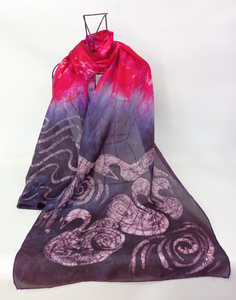 Silk Habotai Shawl Red Swans