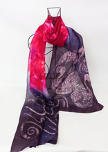 Load image into Gallery viewer, Silk Habotai Shawl Red Swans
