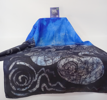 Load image into Gallery viewer, Large Silk Habotai Shawl Blue and Charcoal Children of Lir
