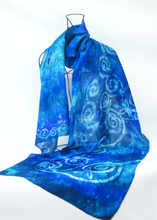 Load image into Gallery viewer, Large Silk Habotai Shawl Celtic Blue Teal
