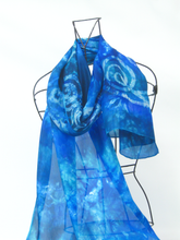 Load image into Gallery viewer, Large Silk Habotai Shawl Celtic Blue Teal
