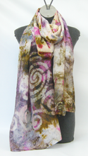 Load image into Gallery viewer, Large Silk Shawl Celtic Pale Pinks and Olive
