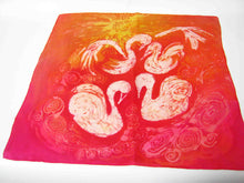 Load image into Gallery viewer, silk_square_with_four_swans_The_Children_of_Lir
