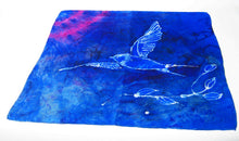 Load image into Gallery viewer, Silk Bandana Hand Painted The Swallow in Blue
