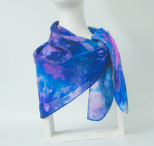 Load image into Gallery viewer, Silk Square Scarf Celtic Magenta Turquoise Sky
