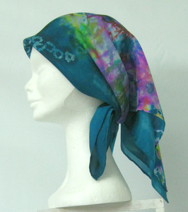 Silk Square Scarf Teal Butterfly