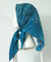 Load image into Gallery viewer, Silk Square Scarf Teal Butterfly
