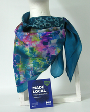 Load image into Gallery viewer, Silk Square Scarf Teal Butterfly
