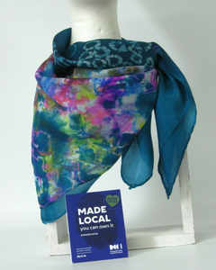 Silk Square Scarf Teal Butterfly
