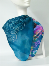 Load image into Gallery viewer, Silk Square Scarf Teal Butterfly
