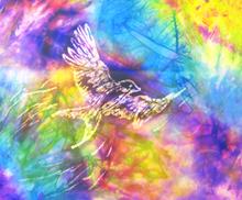 Load image into Gallery viewer, Silk Bandana Hand Painted The Sunset Swallow
