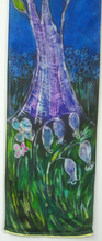 Load image into Gallery viewer, lilac_tree_wall_hanging_in_silk_with_bluebells
