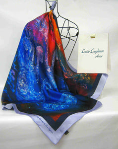 Silk Satin Printed Square The children of Lir Red